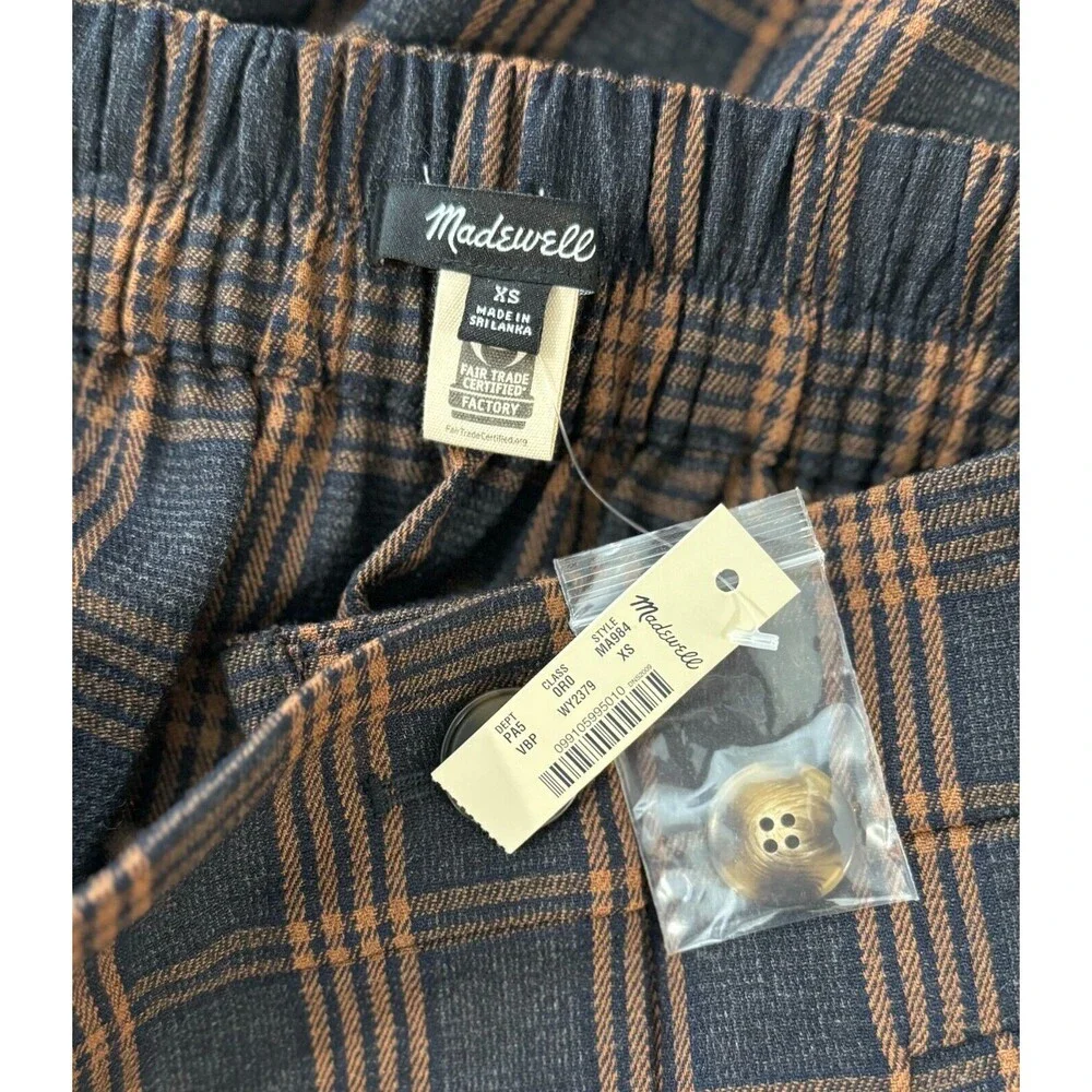 NEW Madewell Womens Skirt Brown Plaid Double-Breasted Mini A Line Tartan XS